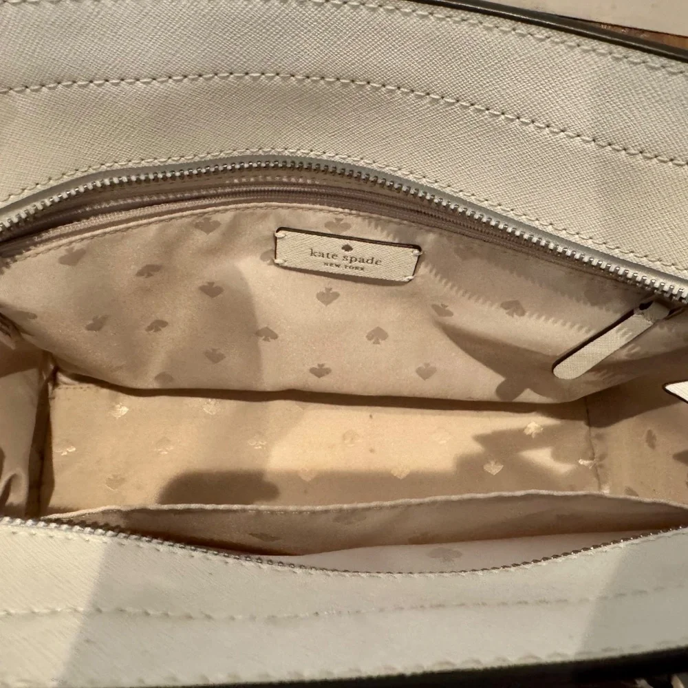 Kate Spade Cameron Monotone Medium Satchel‎ Optic White Like New Extra Strap